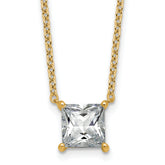 14k 2 1/2 carat Lab Grown Diamond VS+ F+ Princess Complete Four Prong 18 inch Pendant Necklace